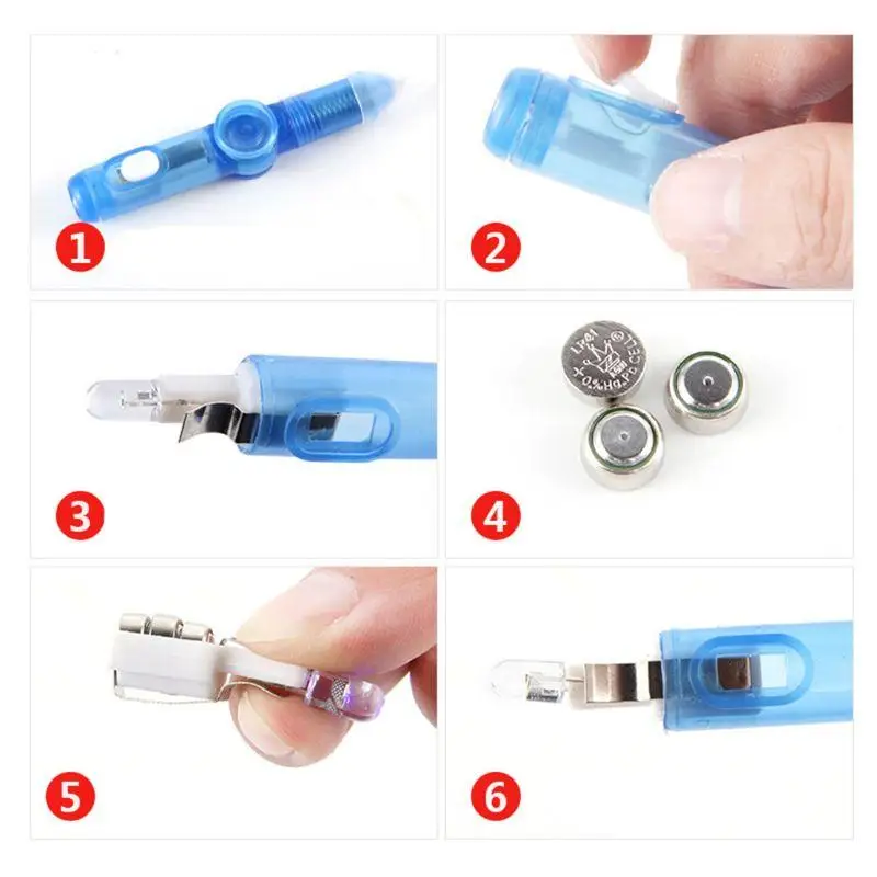 창의적인 컬러풀 글리터 핑거팁 자이로 펜 미니 볼펜 어린이 발광 장난감 쓸 수 있는 회전 압력 감소 펜