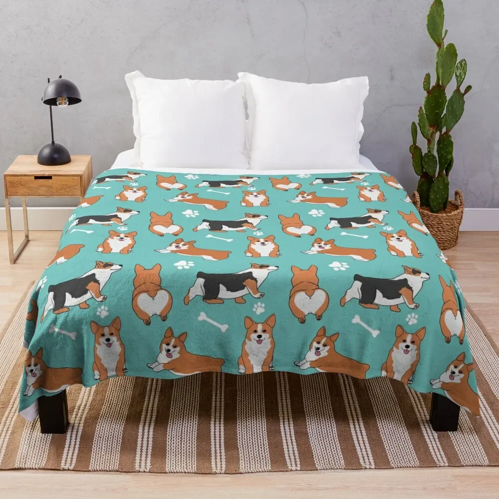 

Corgi Pattern Throw Blanket Decorative Sofa Vintage Blankets