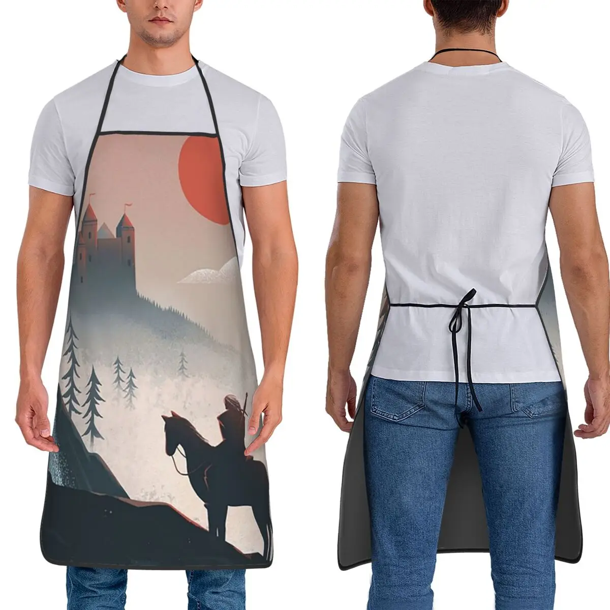 Geralt On The Ride Aprons Chef Cooking Tablier Sleeveless Bib Kitchen Cleaning Pinafore for Women Men Painting
