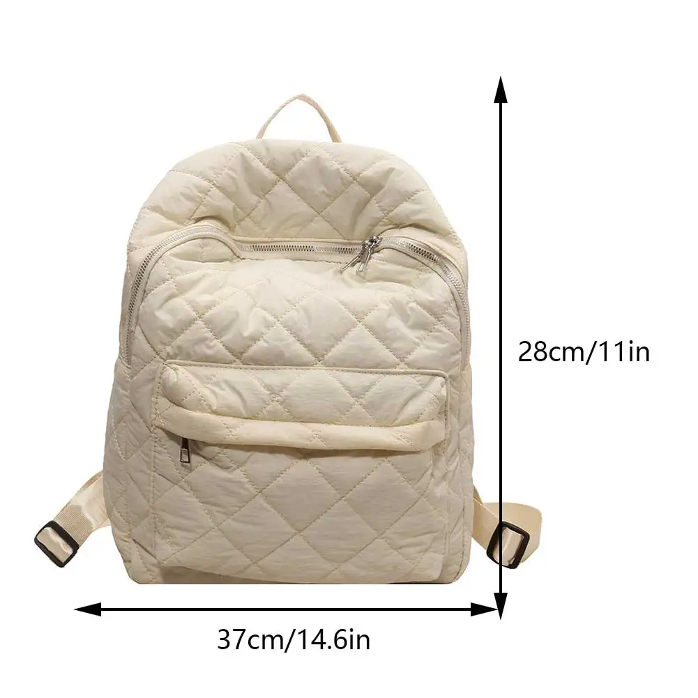 Ladies Quilted Padded Knapsack Diamond Lattice Students Backpacks Solid Color Schoolbag Women\'s Mochilas Large Capacity Rucksack