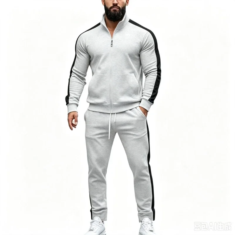 Fashion Man Tracksuit Casual Joggers Patchwork Sportswear Jackets And Joggers Pants Suit Set Two Piece Autumn Casual Sports Sets