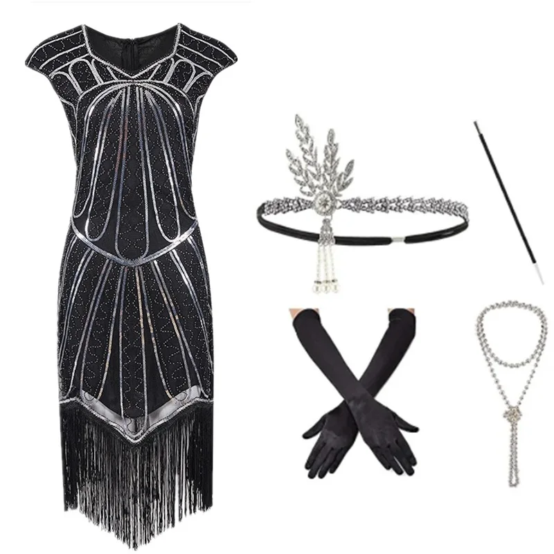 

Handwoven Sequin Dr 920S Retro Quali Dr Fringe Detail High Waist Slim Fit KTV Costume Other Material 00%