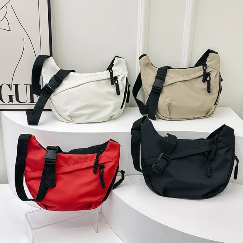 

Nylon Hobos Crossbody Bags Solid Casual Zipper Women's Bags Fashion High Capacity Solid Color Sport Single Shoulder Totes Bag