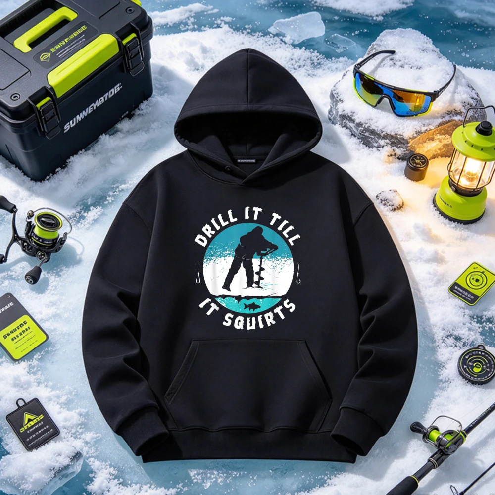 Of Course Our Rods Are Short It's Freezing Out There Hoodie Men Women Funny Ice Fishing Graphic Sweatshirt Black Winter Gift New