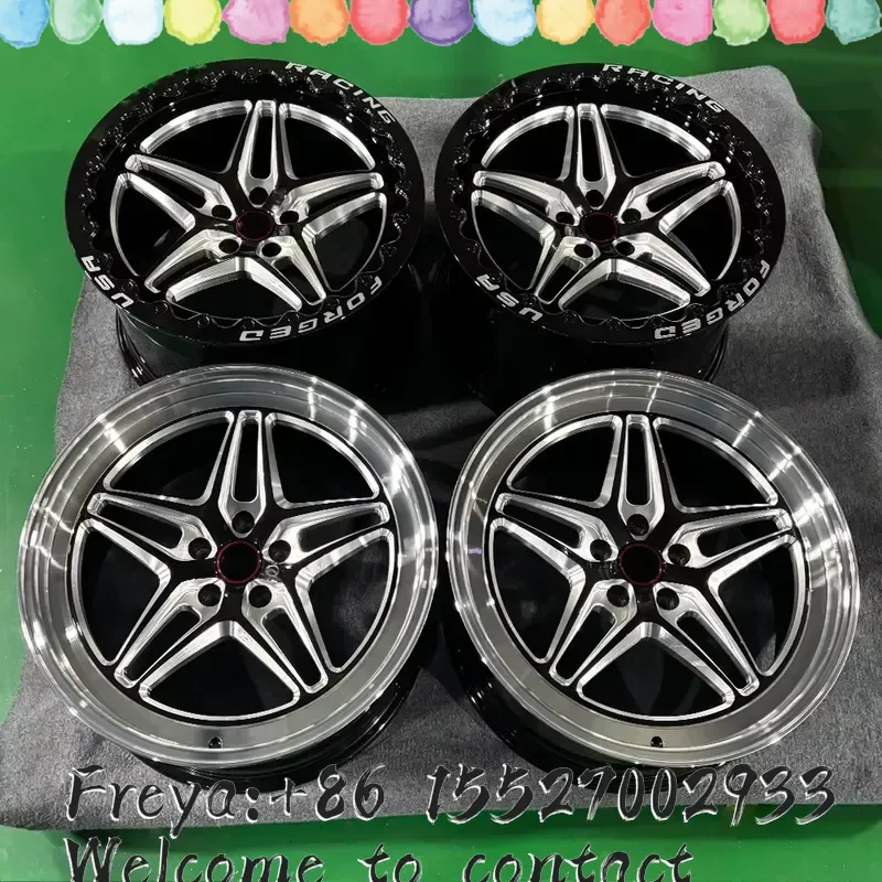 15x10 17x10 18x10 Drag Wheels Forged Beadlock 5x114.3 5x115 Black Machined Five Spoke for Mustang GT Corvette Hellcat Racing