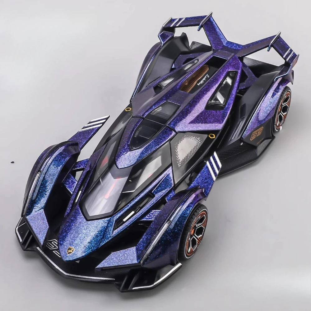 مقياس 1:24 V12 Countach LPI800-4 أبواب دييكاست مصنوعة من خليط معدني مفتوحة ضوء الصوت التراجع نماذج سيارات السباق مجموعة حلية للأولاد