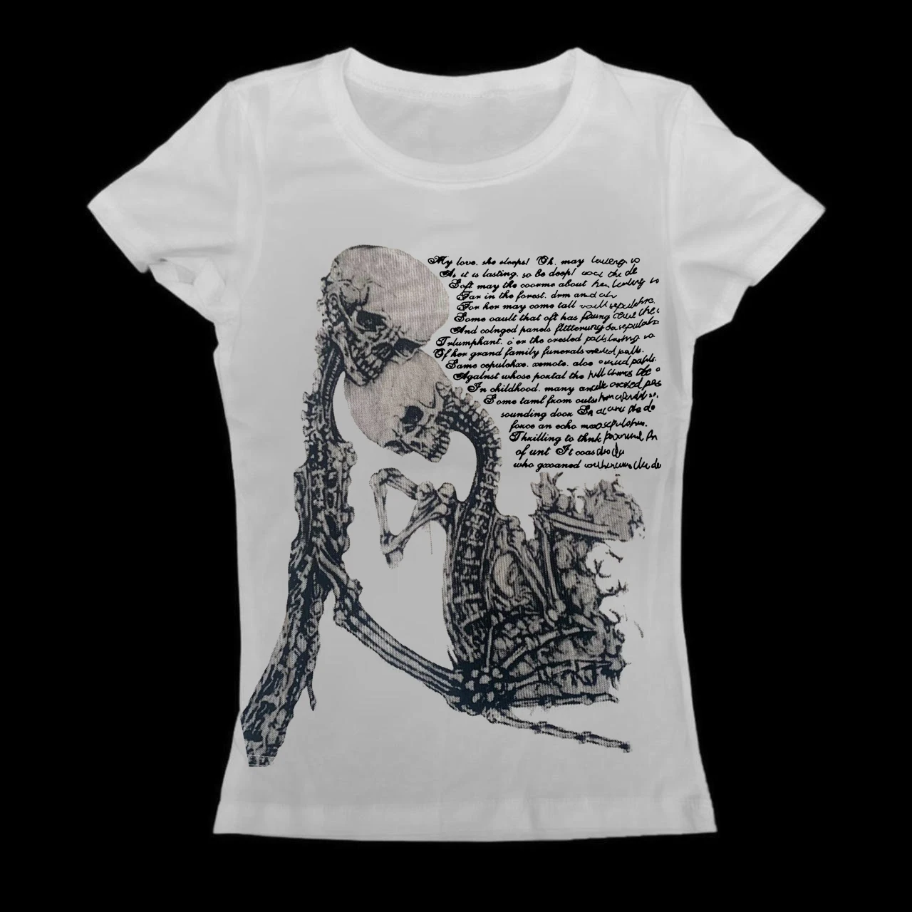 Y2K Schädel Ästhetischer Briefdruck Schleife Kont Baby T-Shirt E-Girl Grunge Mode Harajuku Vintage Slim Fit Kurzarm Sommer T-Shirt