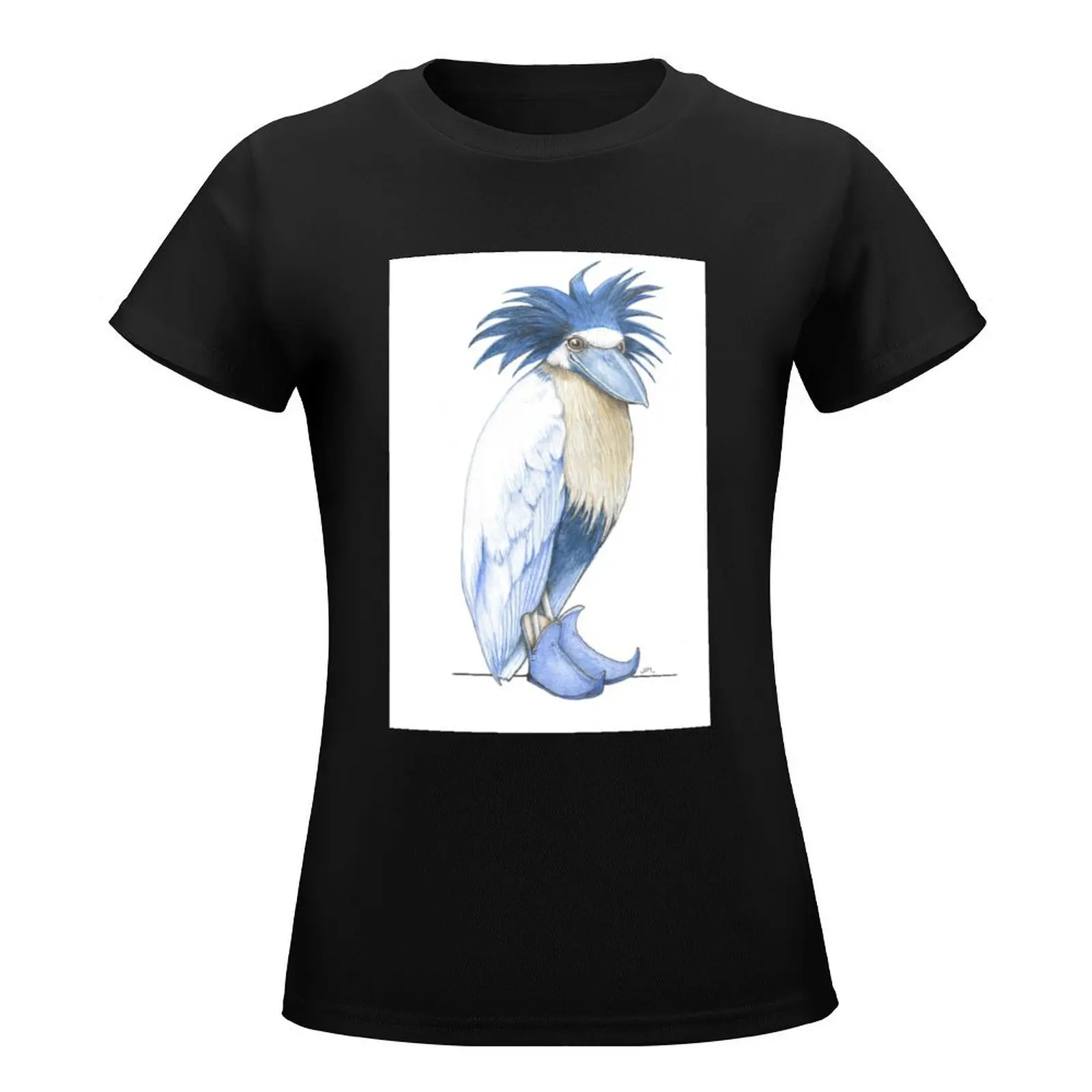 Boat-billed Heron in Jester Shoes. T-Shirt animal prinfor lady clothes Woman clothing