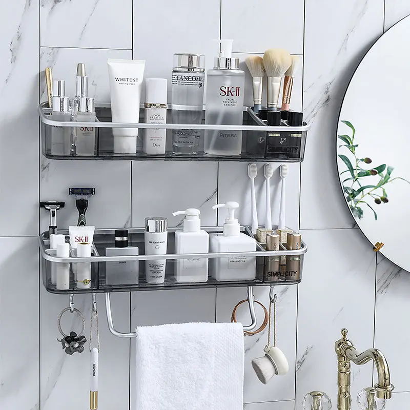 

Bathroom Shelf Towel Rack Wash Cosmetic Storage Basket Hanging Bath Free Punch Drain and Breathe Multifunction Organizer Shelves