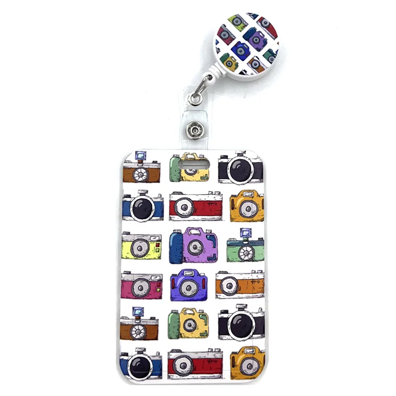 Funny Camera Classical Fashion Women Card Holder Lanyard Colorful Retractable Badge Reel Nurse Doctor Student Card Clip Holder