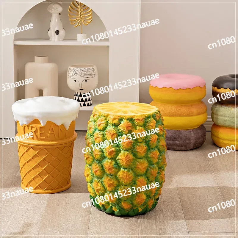 Shoe Changing Stool, Cone Ice Cream Stool, Donut, Pineapple Stool, American Retro Home Decoration