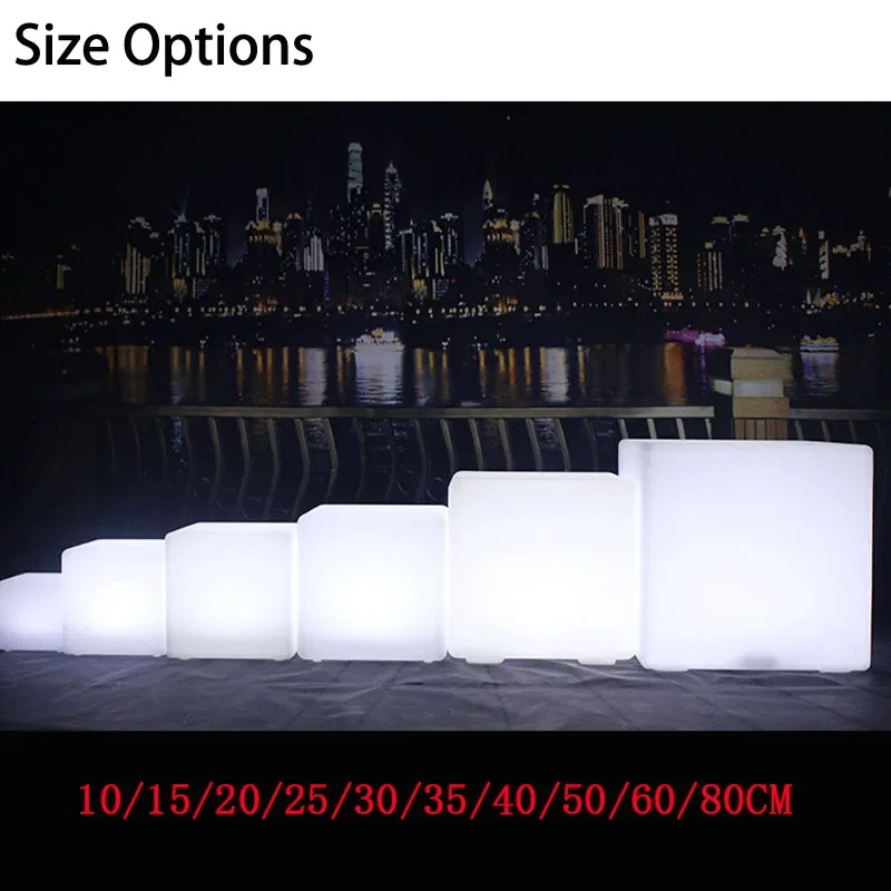 Sgabello da Bar luminoso 40*40*40cm sedili a cubo a LED impermeabili sedia da giardino incandescente in plastica PE colore variabile mobili leggeri