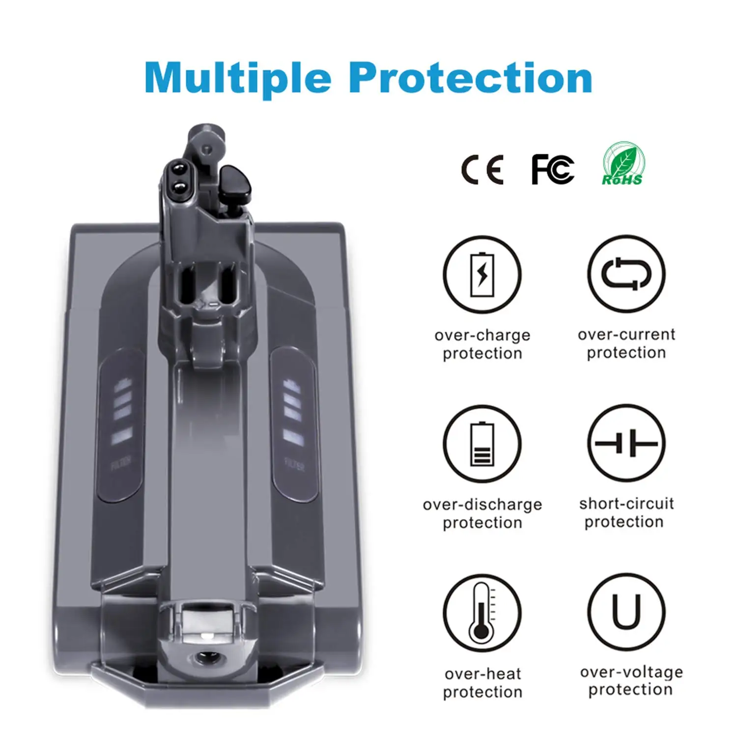 JYJZPB لبطارية دايسون V10 6.0Ah 25.2V متوافقة مع 242151 بطارية SV12 V10 Animal V10 المطلقة V10 Motorhead V10 رقيق #4