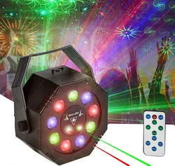 DJ Party Stage Disco Light Laser Projector Light Red Green Blue 9LED Strobe Christmas Holiday Wedding Party Decoration