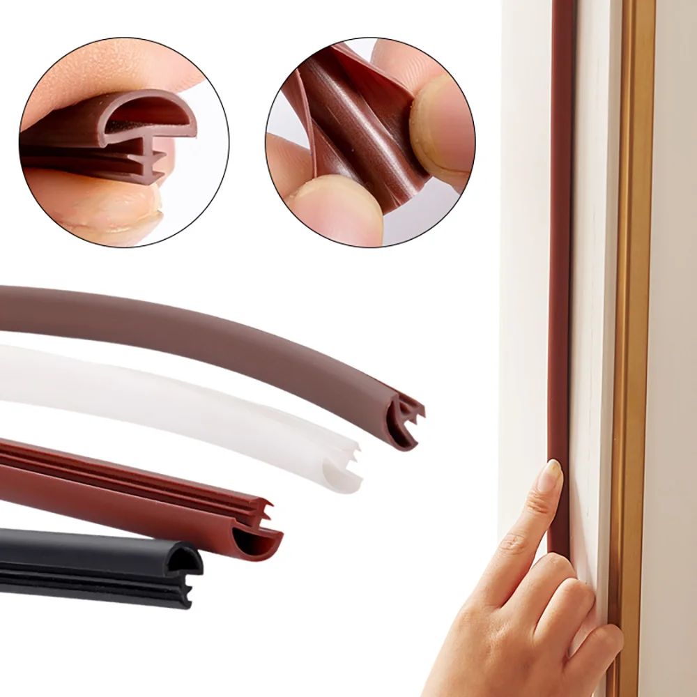 1M Card-Slot Sealing Strip for Wooden Doors Insert Slot Weatherstrip Soundproof Windproof Door Window Anti-Collision Rubber Bar