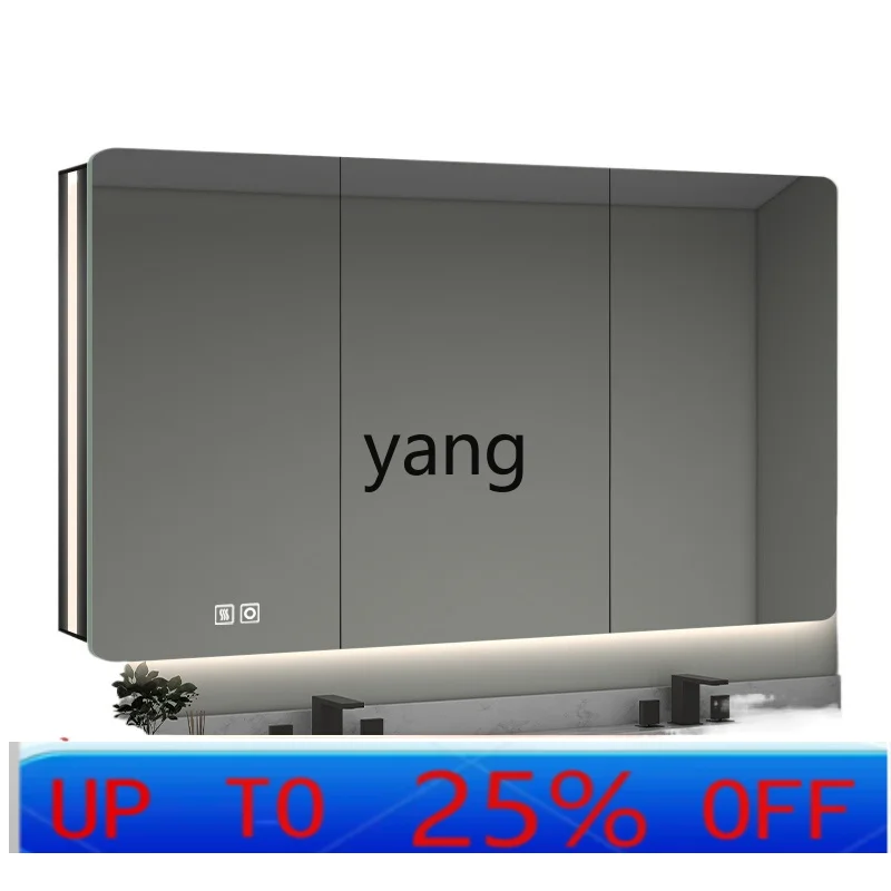 

lhh smart bathroom mirror cabinet wall-mounted washstand aluminum alloy space aluminum mirror cabinet alone