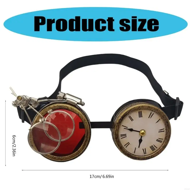 dxae 할로윈 코스프레 안경 스팀 펑크 고글 고딕 스팀 펑크 안경 시계