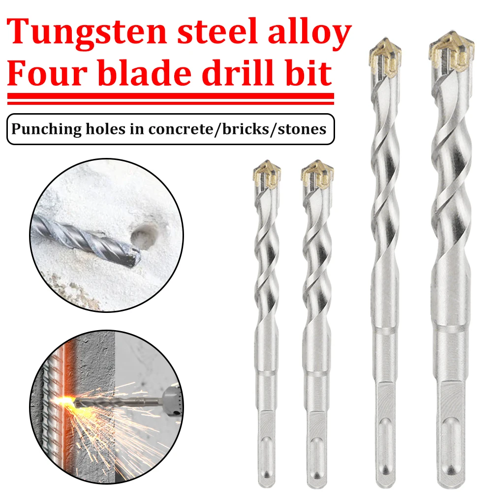 4pc Concrete SDS Plus Drill Bit Cross Tips 4 Cutters 110mm 150mm Wall Brick Block Electric Hammer Masonry Blade Drilling Bits