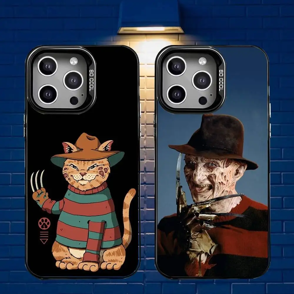 

F-Freddy Horror K-Krueger Phone Case For iPhone 16,15,14,13,12,11,Mini,Pro,E,MAX Gray Matte Silicone Black Cover