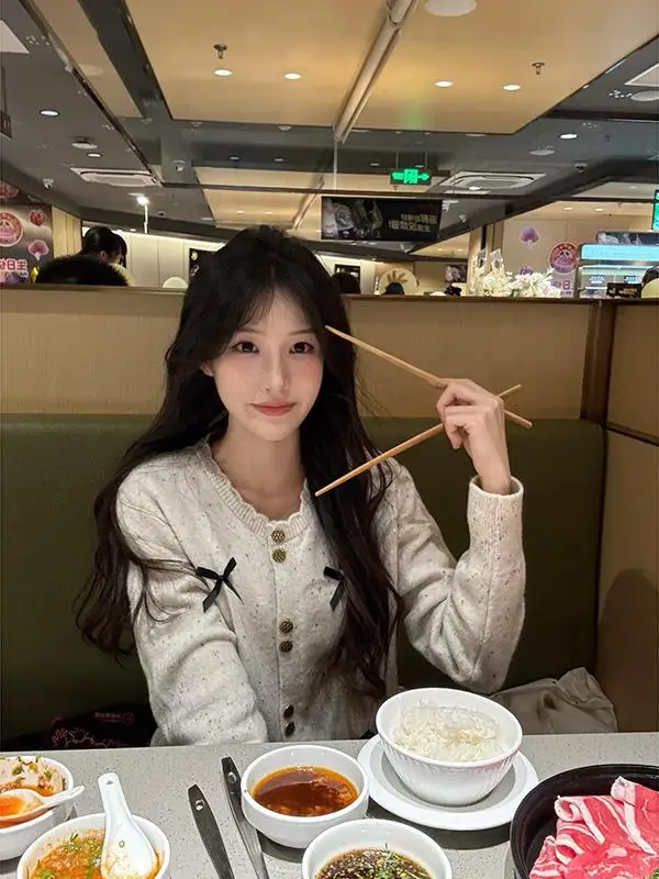 Chic Korean Sle  Knot Sweater Coat Women's Autumn Winter Slimming Small Fraance Knitted Top Trendy Long Sve r...