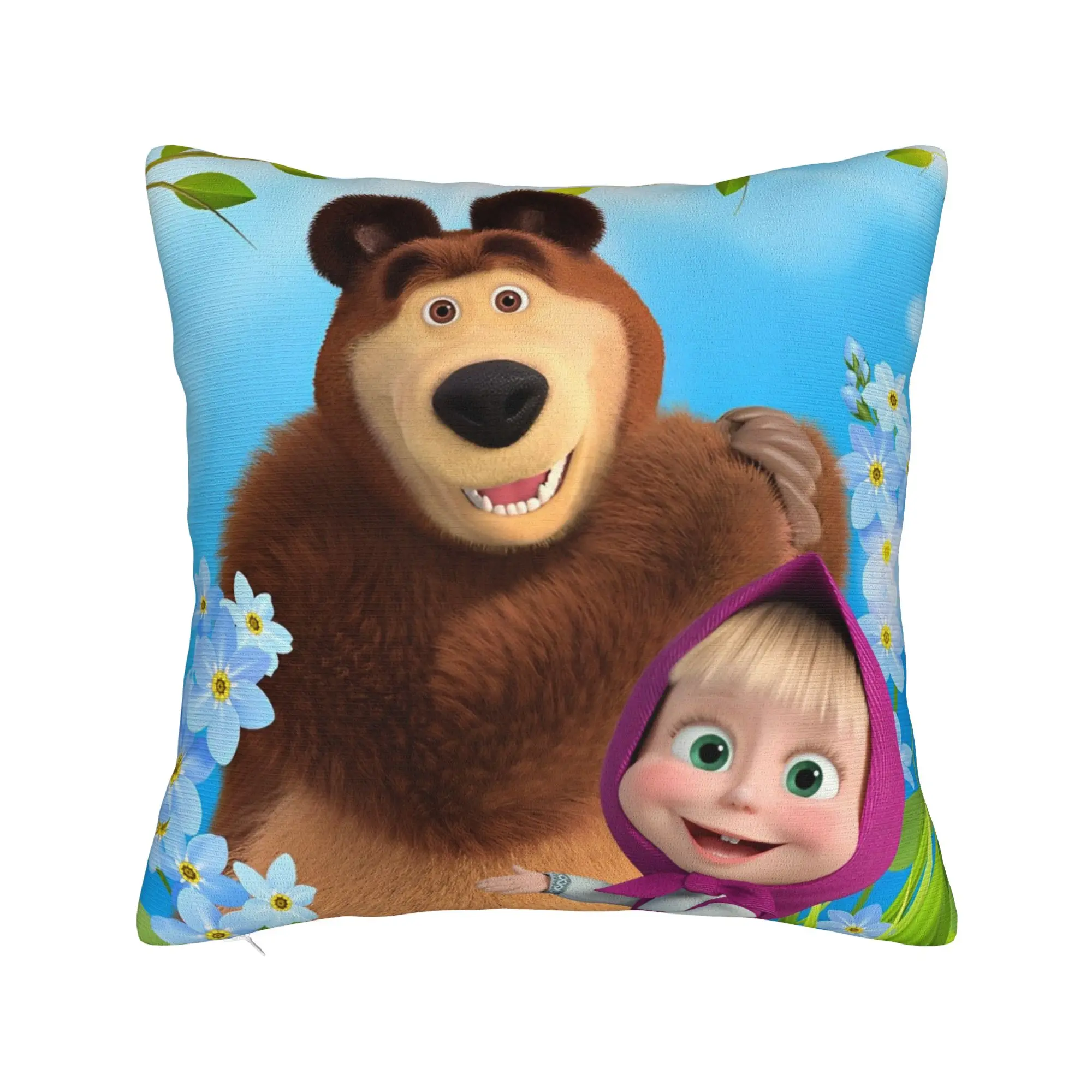 Cute Cartoon M-Masha and Bear  Pillowcase Soft Polyester Cushion Cover Decoration  Pillow Case Cover Home Square 40X40cm