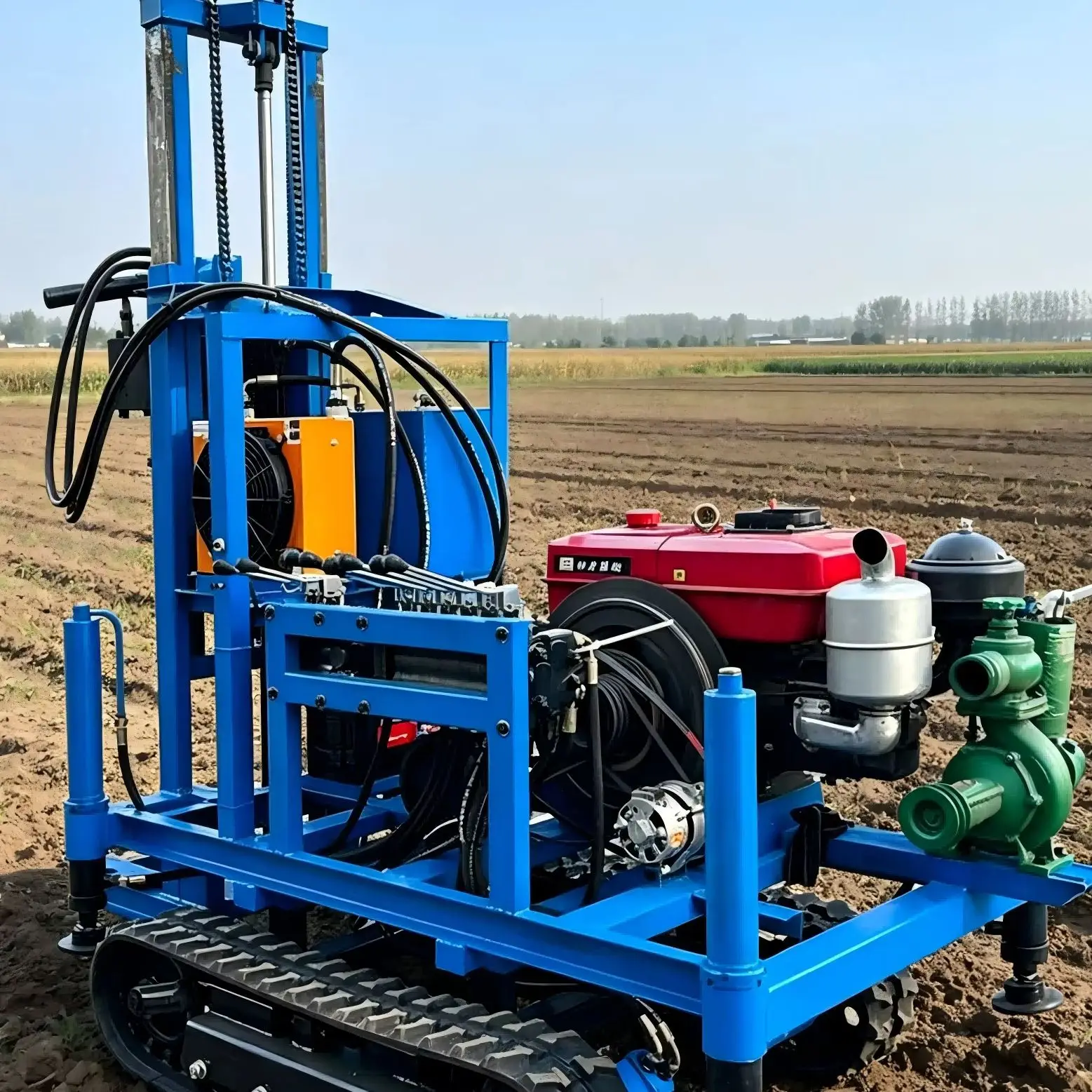 Customized Household Crawler-Mounted 22HP Diesel Engine Hydraulic Small Water Well Drilling Rig