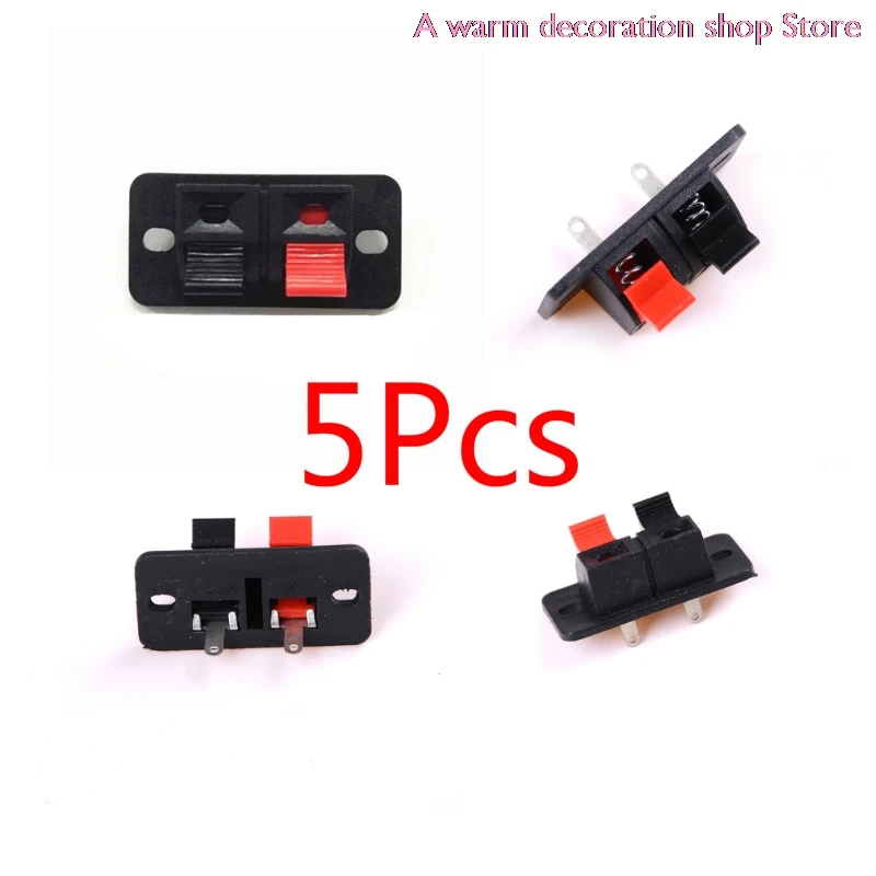 5Pcs 2 Positions Connector Terminal Push in Jack Spring Load 2 way 2 Pin Spring push Release Home Audio Speaker Terminals