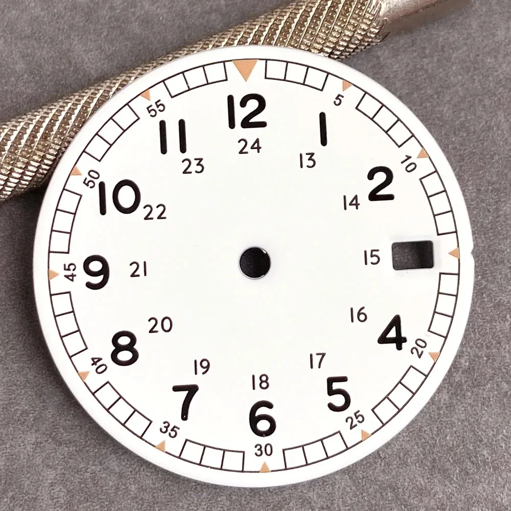 29MM Sterile Watch Dial Salmon Black White Dial Arabic Numerals For NH35A NH36A