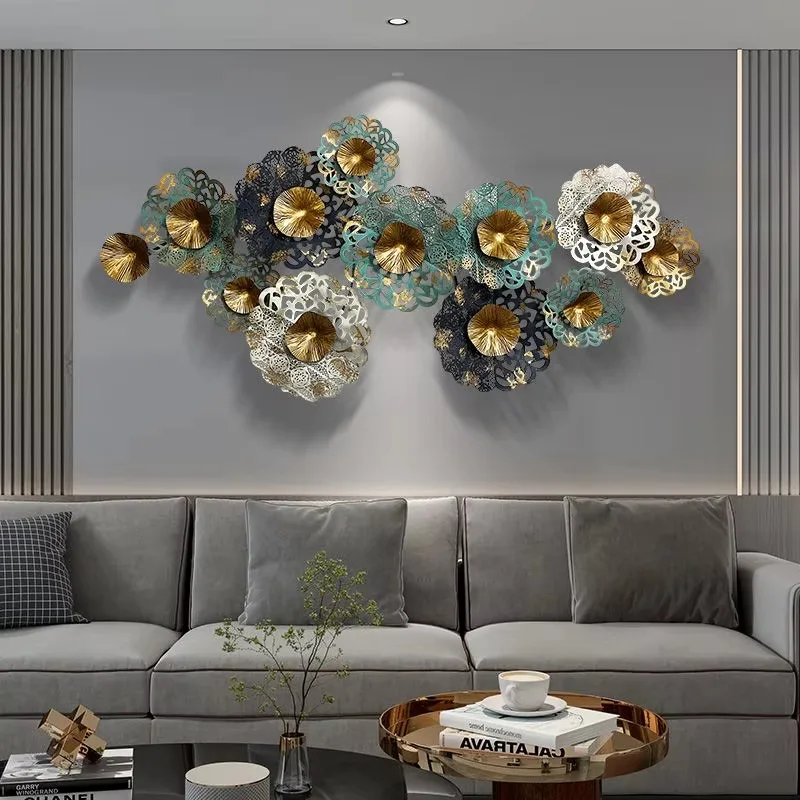 140*68cm Light Luxury Wall Decoration Wall Hanging Household Stereo Living Room TV Background Wall Iron Art Metal Pendant