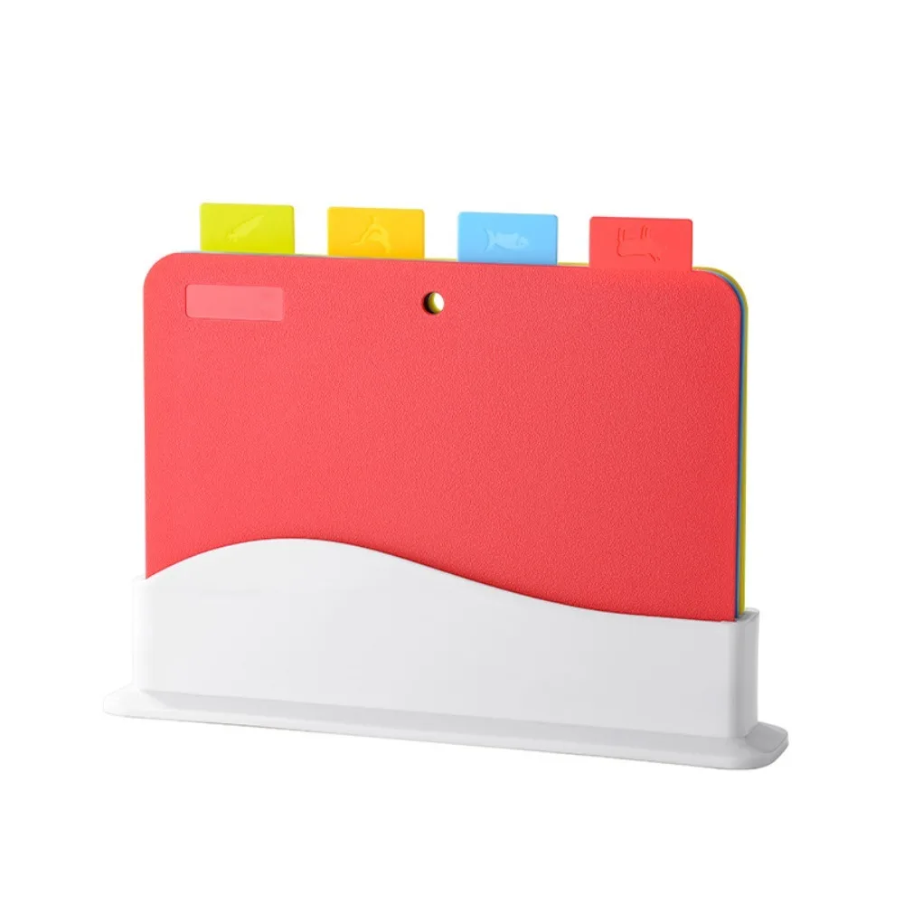 

Color Coded Chopping Board Set Non-Slip Plastic Cutting Board Set with Storage Case Hygienic Anti Mildew Board Kitchen Use