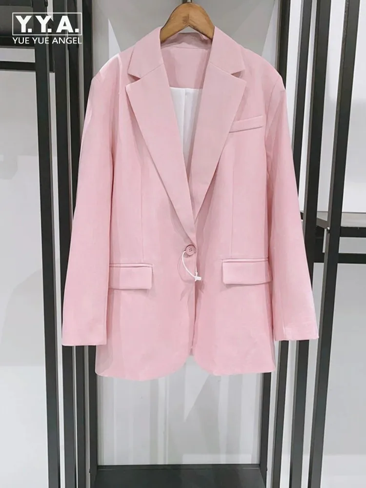 

Женский осенний модный розовый пиджак, костюмы на одной пуговице, прямой офисный женский костюм, куртка, комплект из двух предметов, брючная одежда полной длины