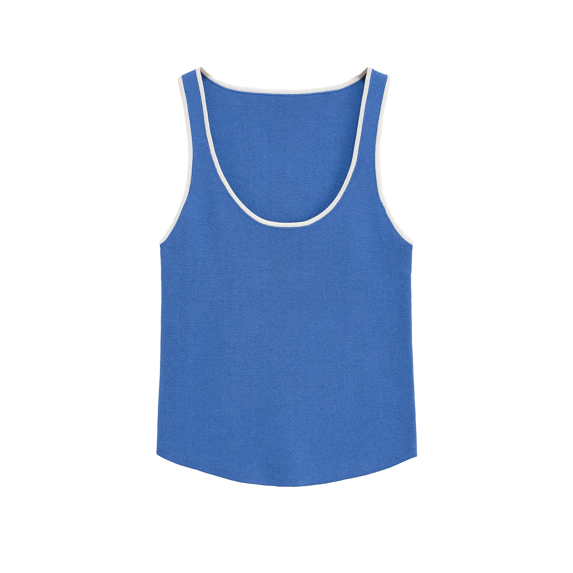 

2025 summer new product women's clothing fashionable simple contrasting color round neck sleeveless knit top