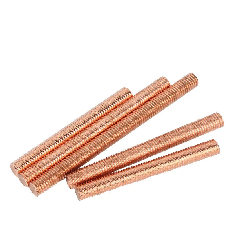 T2 Solid Copper Rod Thread Bar Straight Full-threaded Copper Rod Screw, Red Copper Teeth, CNC Metal M4, M5, M6, M8, M10 M12
