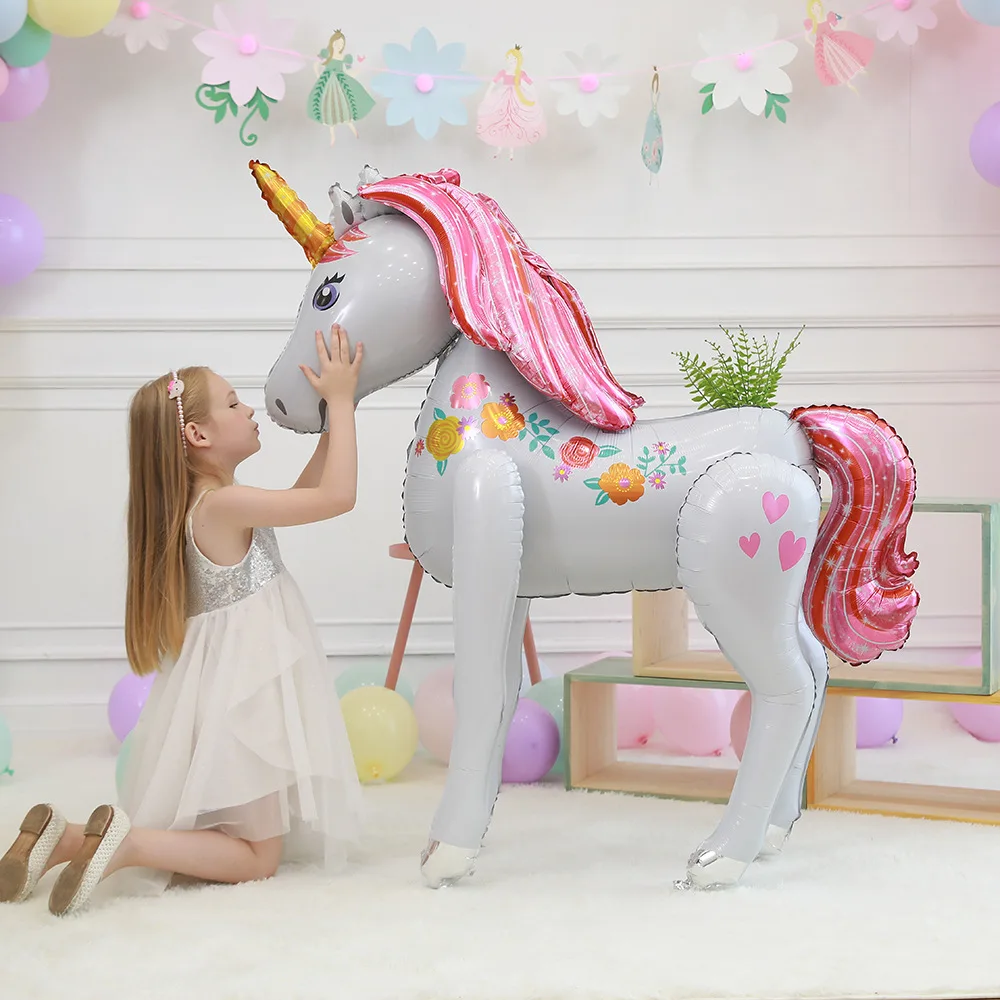 Three-Dimensional Decorative Unicorn Balloon Wedding Birthday Party Baby Shower Arrangement Decoration Children's Toys Props