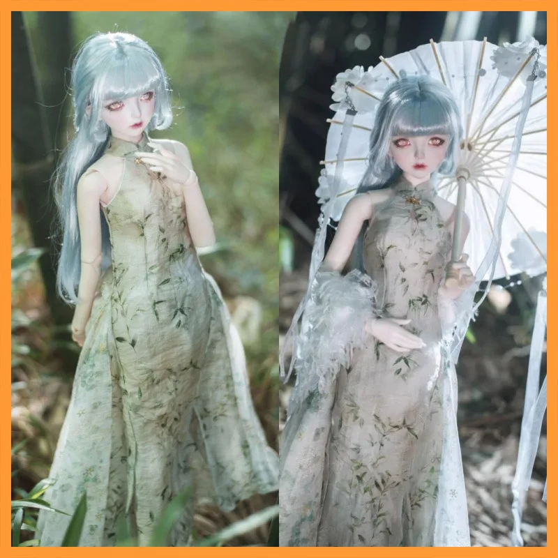 1/3 Scale 1/4 Scale Sexy Cold Feeling Exposed Back Cheongsam Long Skirt Feather Shawl Set Fit BJD 3points 4points Big Dolls ﻿