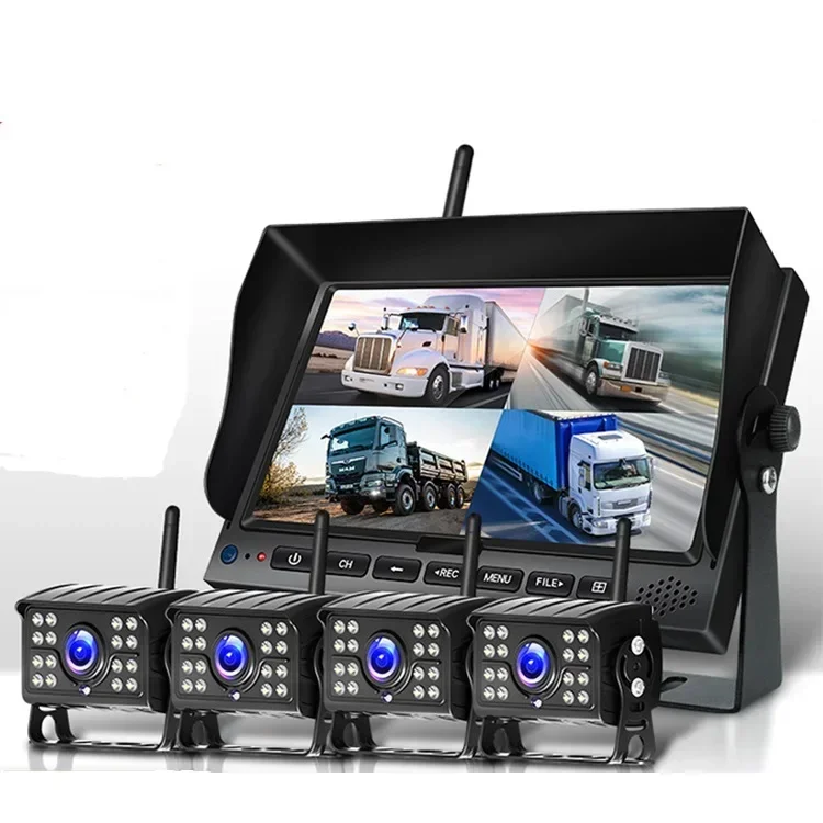 Wireless Camera System Reversing Aid Heavy Truck MDVR 256GB Quad Screen with 4PCS Camera System