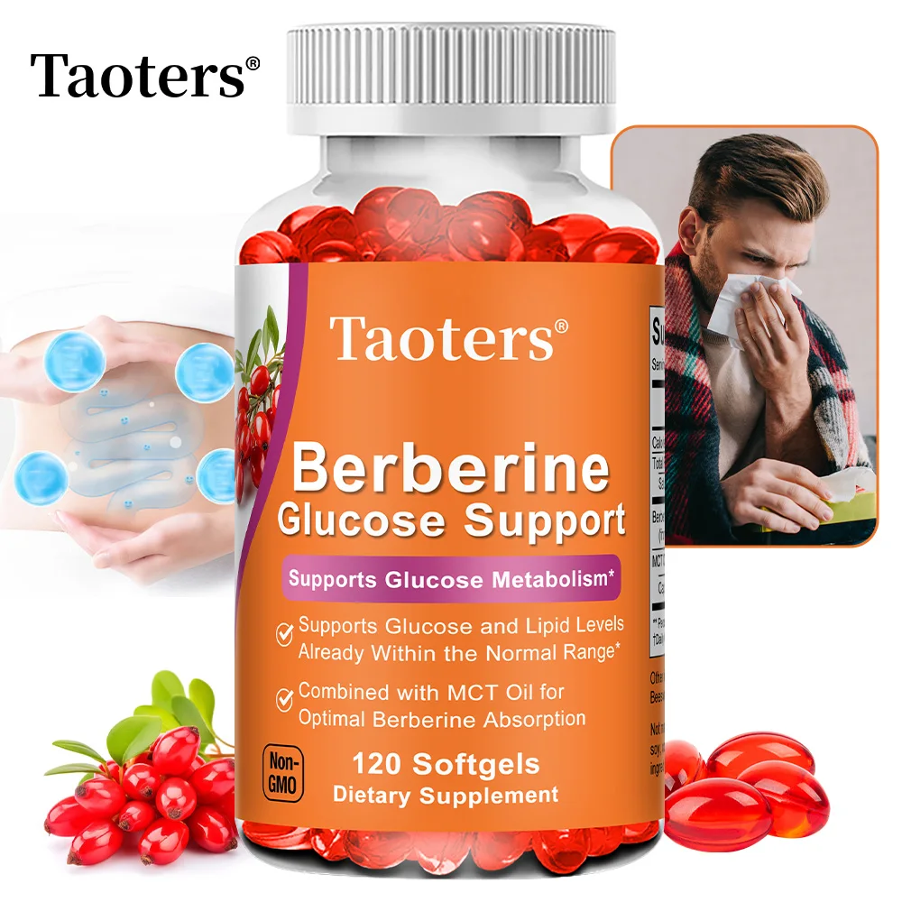

Berberine HCI Capsules with MCT Oil, Support Cardiovascular Digestive Liver Immune Antioxidant Anti-Aging Blood Sugar Metabolism