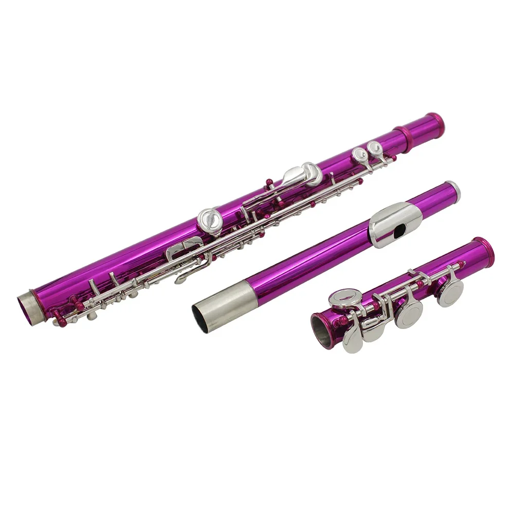 SLADE Rose Red 16 Holes C Tone Flute With E Key Woodwind Instrument Closed Key Cupronickel Tube Flute With Box Music Accessories