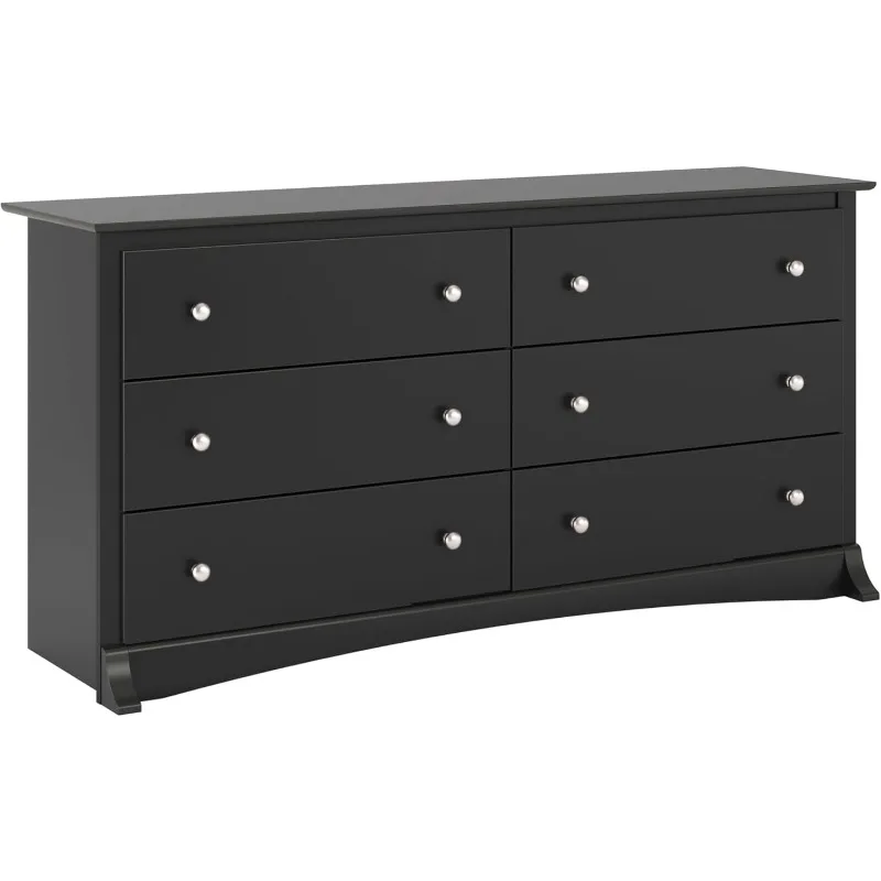 Sonoma Bedroom Furniture: Black Double Dresser for Bedroom, 6-Drawer Wide Chest of Drawers