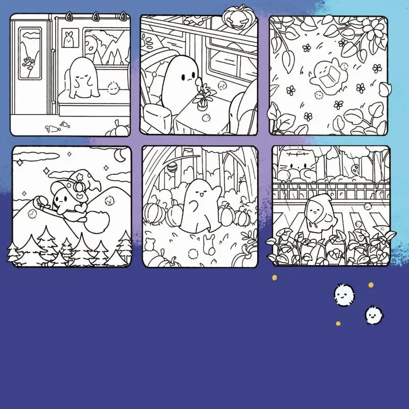 Adult Coloring Book Spooky Town Cozy Girl Season Art Therapy Gift Stress Relief Design Theme Decor Enthusiast for Women Men