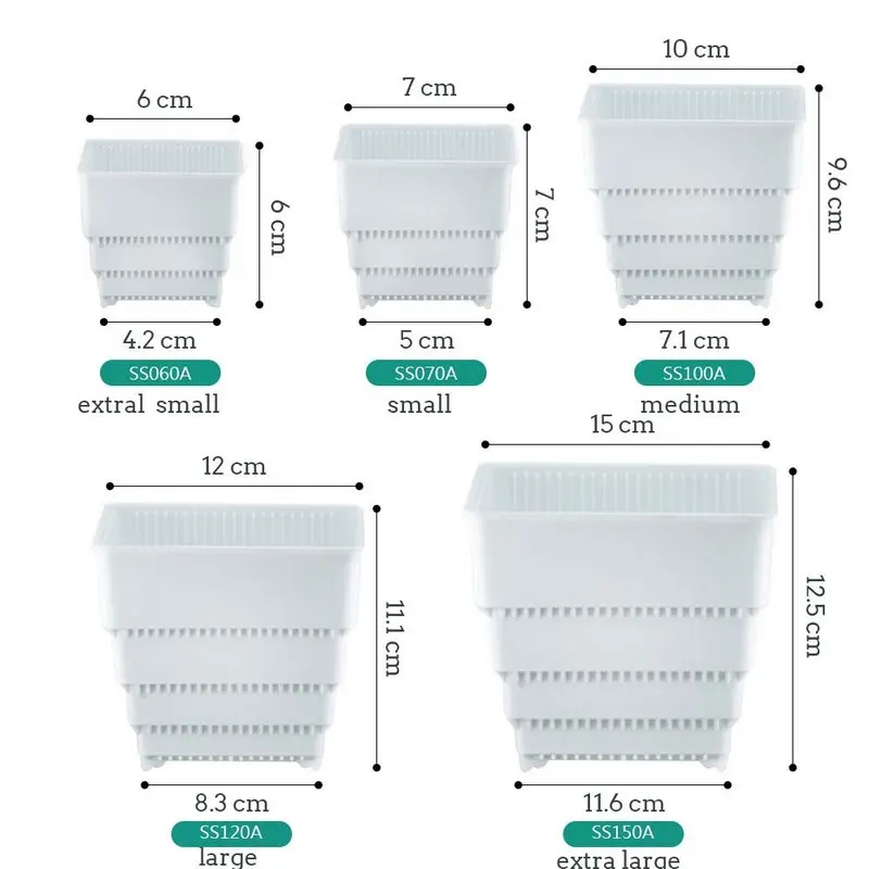 Meshpot soczysty kwadratowy kubek do kolekcji kaktusów w 6cm 7cm 10cm 12cm 15cm plastikowa doniczka z otworami drenażowymi