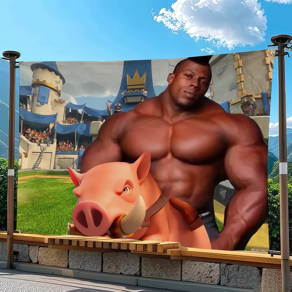 Funny Pig Knight flag Advertising Banner for Camping Decoration Outdoor & Garage Wall Hanging Decorations
