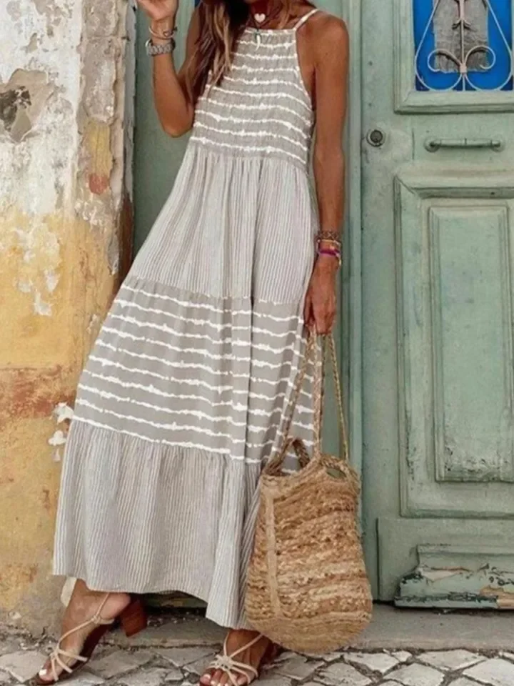 Women Loose Dress Fashion Sleeveless Spaghetti Strap Robe Dresses Lady Casual Boho Holiday Beach Skirt Summer Womens Clothing