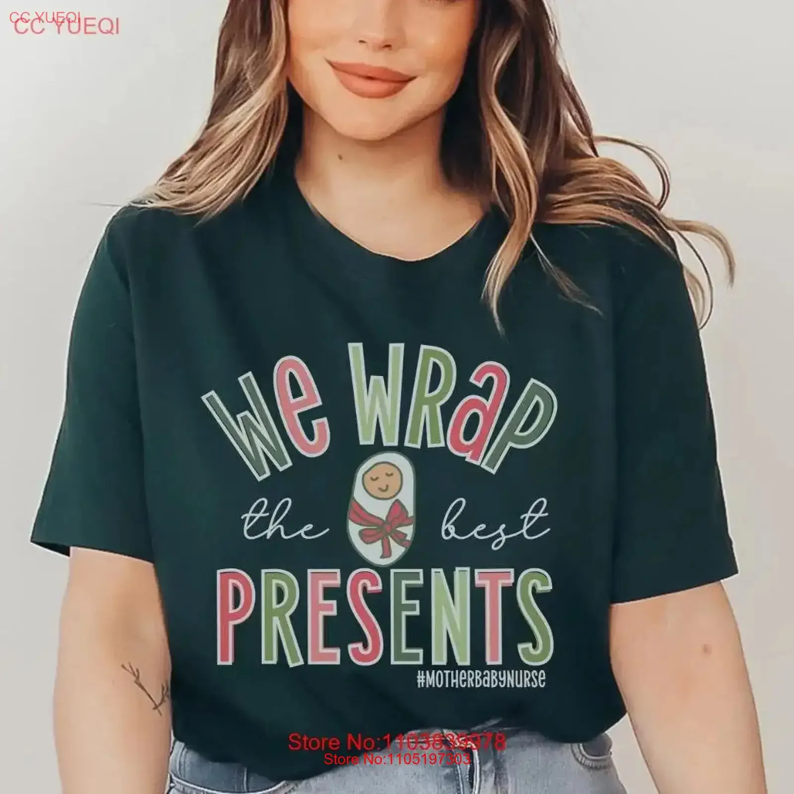 

Футболка We Wrap The Best Presents Mother Baby Christmas T Shirt Nurse MBU Squad Holiday Party, винтажная, с эффектом потертости, эластичная, дышащая