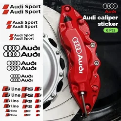 6Pcs/set Car Caliper Cover Vinyl Sticker Auto Decoration for Audi A1 A3 A4 A5 A6 A7 A8 Q2 Q3 Q5 Q7 TT S line S3 S4 S5 S6 R8 RS