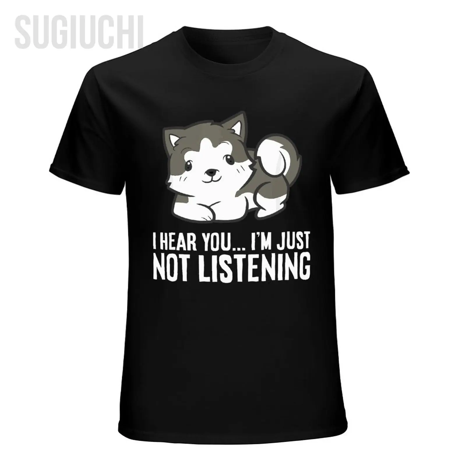 للجنسين الرجال أجش الكلب أسمعك أنا فقط لا أستمع سيبيريا أجش التي شيرت تيز تي شيرت النساء الفتيان 100% القطن تي شيرت