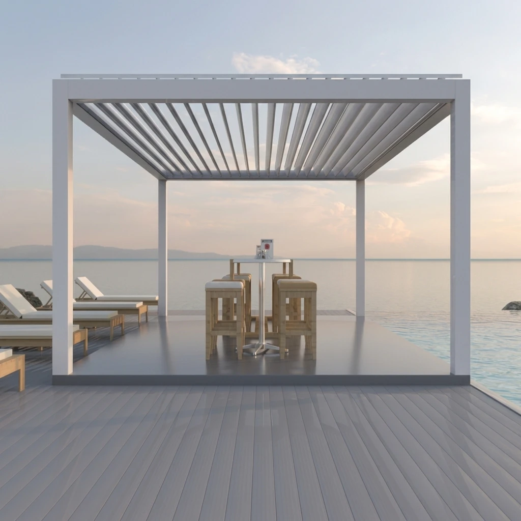 Outdoor Aluminum Pergola With Adjustable Louvered Roof Waterproof Patio Gazebo Garden Sun Shade Canopy Bioclimatic Pergola Kit