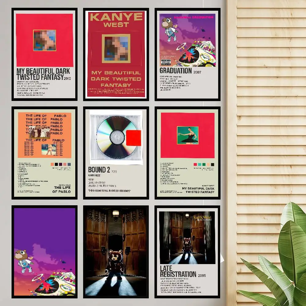 1PC Hip Hop Rapper Kanye West Klassische Vintage Poster HD Qualität Wand Kunst Retro Poster Für Home Zimmer Wand dekor