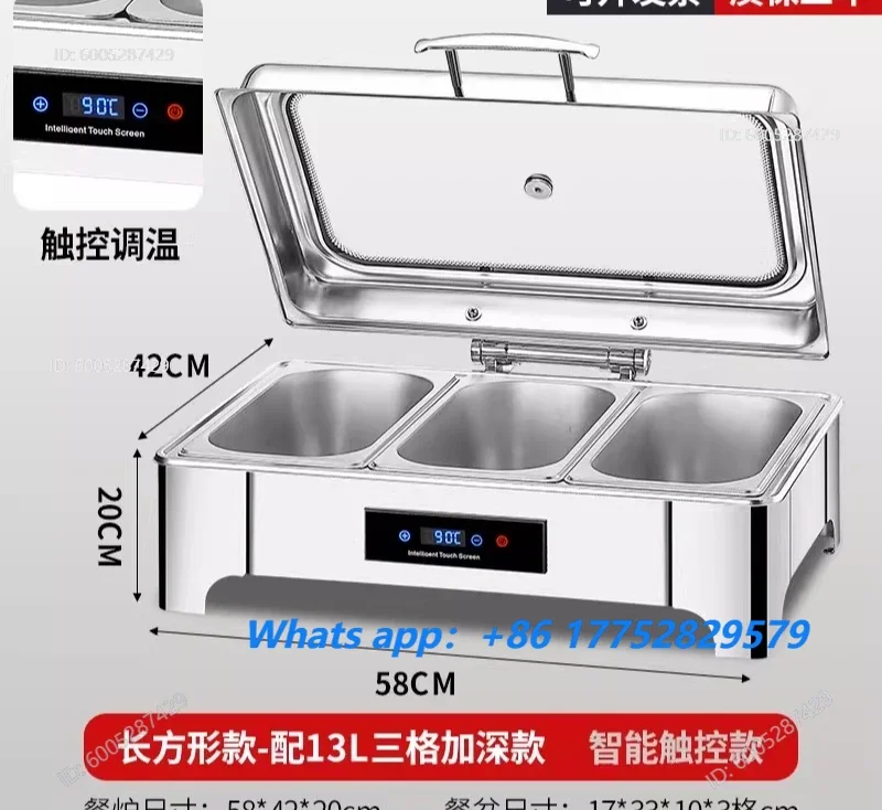 Stainless steel hydraulic insulation furnace with visible flip cover electric heating self-service breakfast stove insulatio pot