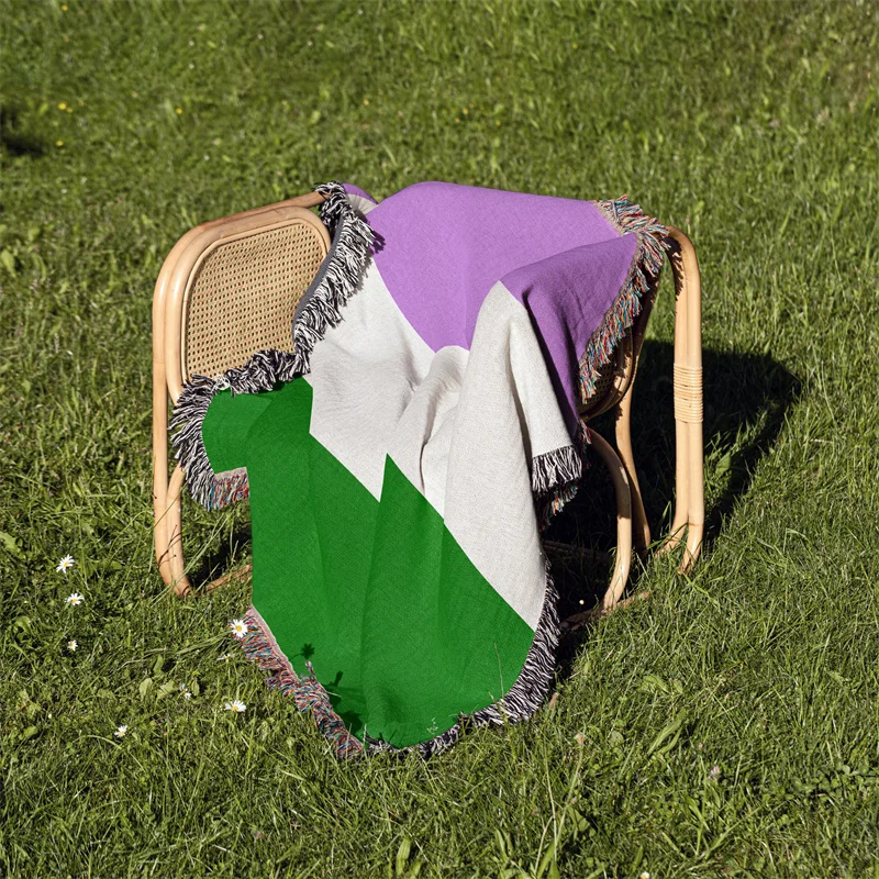 

Gaslight Gatekeep Girlboss Genderqueer Pride Flag LGBT Rainbow Jacquard Fringed Woven Throw Blanket